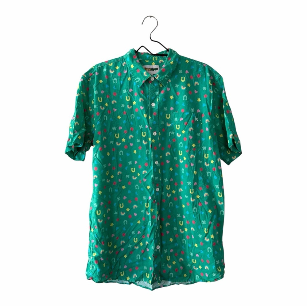Tipsy Elves Green Lucky Charms Button Down Shirt Men’s Size XL St Patrick’s Day